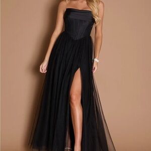 Azazie Strapless Black Gown